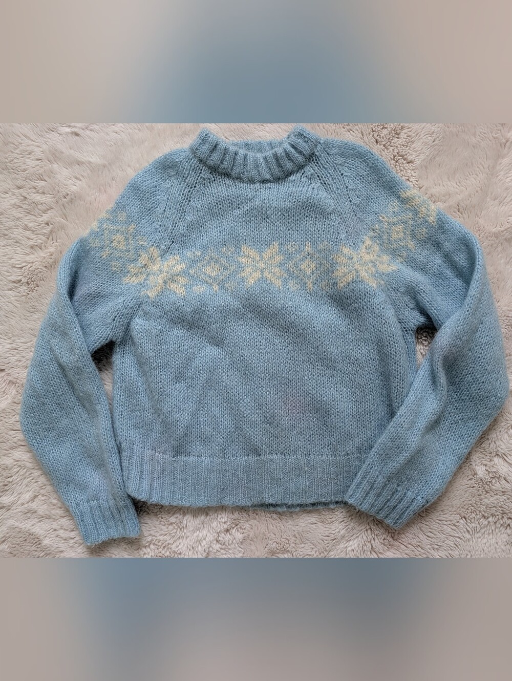 Aeropostale Light Blue Nordic Snowflake Sweater